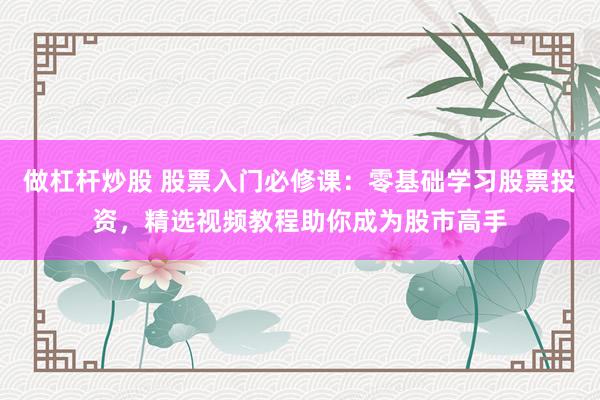 做杠杆炒股 股票入门必修课：零基础学习股票投资，精选视频教程助你成为股市高手