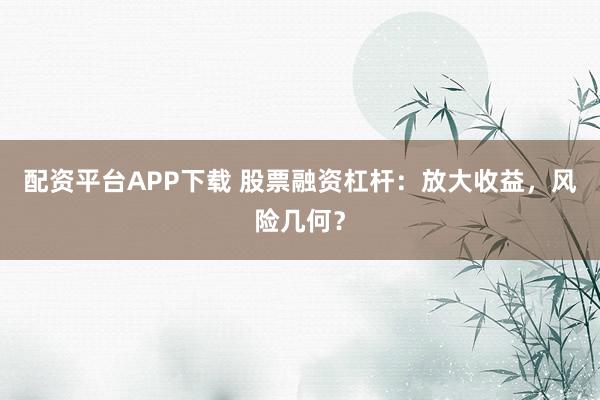 配资平台APP下载 股票融资杠杆：放大收益，风险几何？