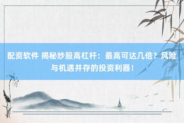 配资软件 揭秘炒股高杠杆：最高可达几倍？风险与机遇并存的投资利器！