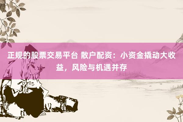 正规的股票交易平台 散户配资：小资金撬动大收益，风险与机遇并存