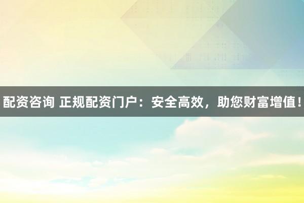 配资咨询 正规配资门户：安全高效，助您财富增值！
