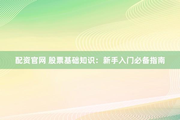 配资官网 股票基础知识：新手入门必备指南
