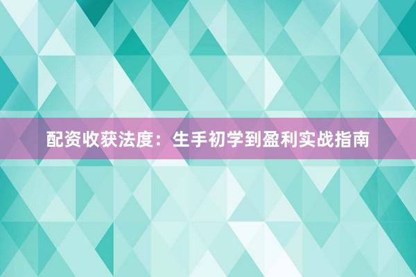 配资收获法度：生手初学到盈利实战指南