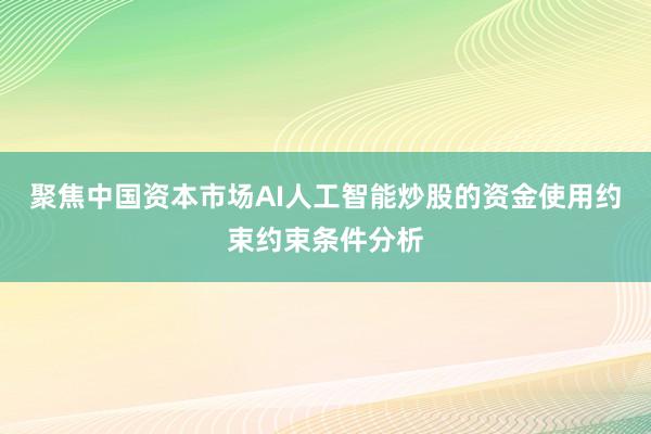 聚焦中国资本市场AI人工智能炒股的资金使用约束约束条件分析