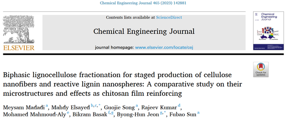 孙付保教授团队在Chemical Engineering Journal发表利用木质纤维素生物质转化绿色纳米材料研究成果